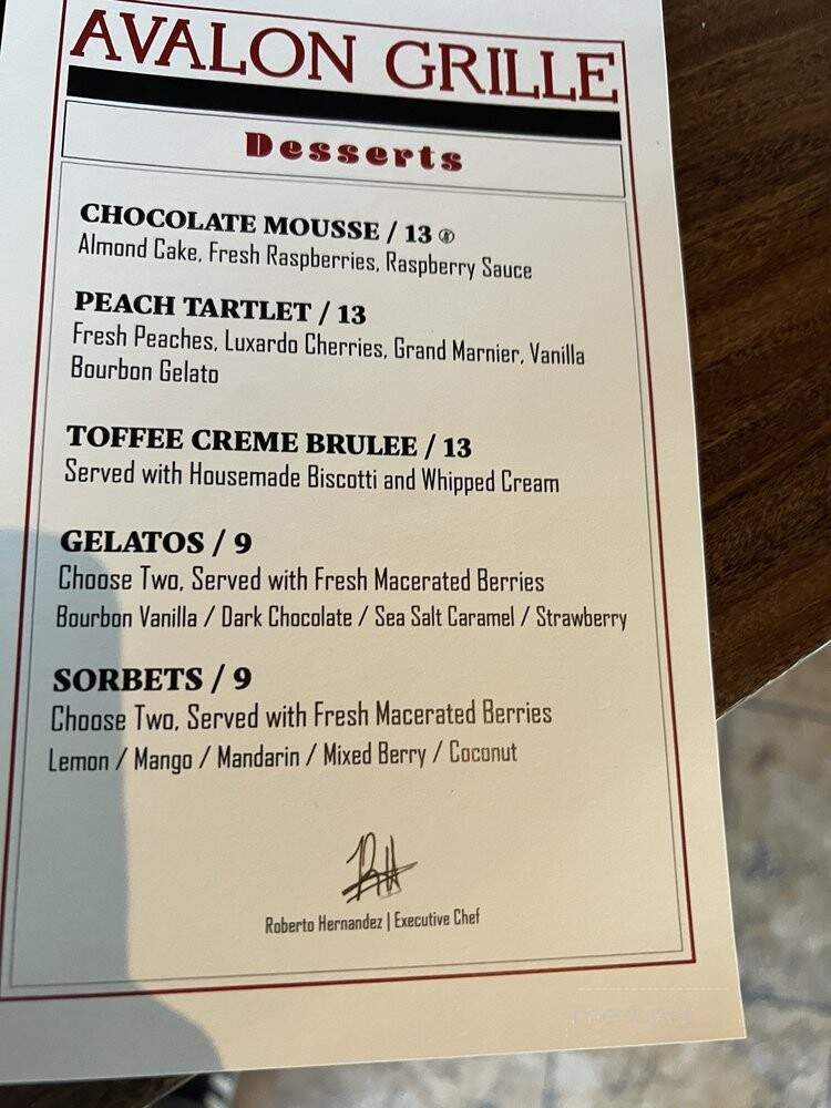 Avalon Grille - Avalon, CA menu_pic