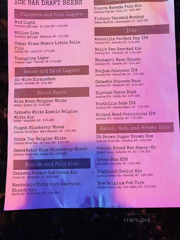 32 Degrees Ice Bar & Lounge - Arden, NC menu_pic