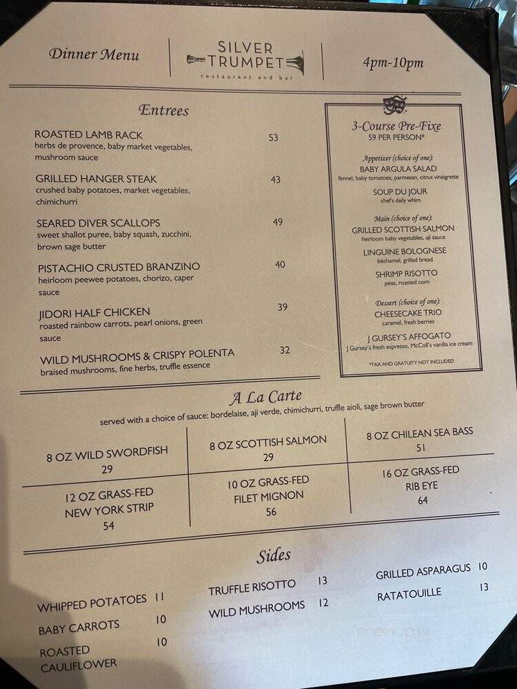 Silver Trumpet Restaurant & Bar - Costa Mesa, CA menu_pic