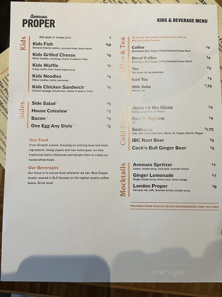 Avenues Proper Restaurant & Publick House - Salt Lake City, UT menu_pic