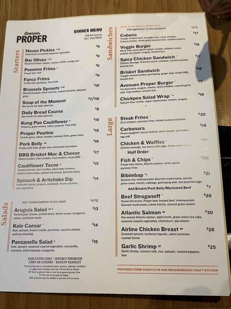 Avenues Proper Restaurant & Publick House - Salt Lake City, UT menu_pic
