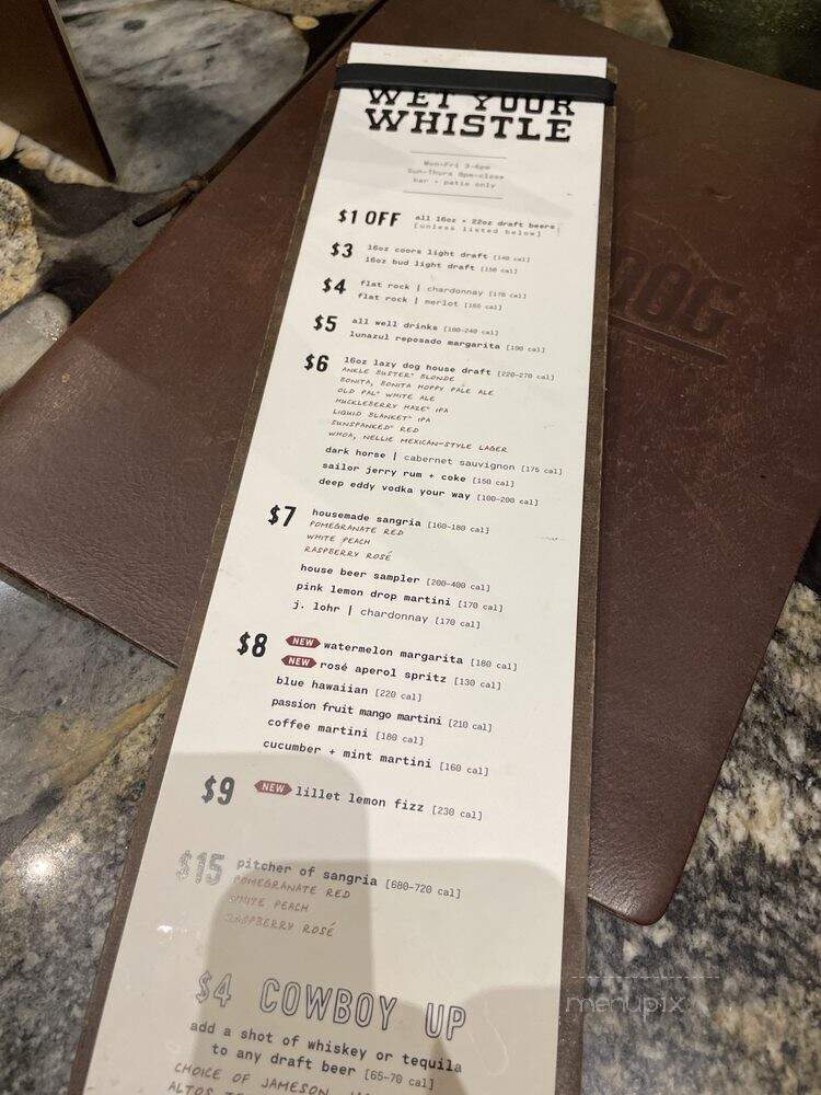Lazy Dog Restaurant & Bar - Cerritos, CA menu_pic