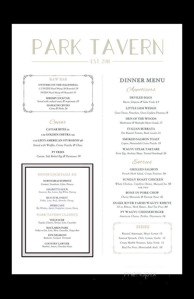 Park Tavern - San Francisco, CA menu_pic