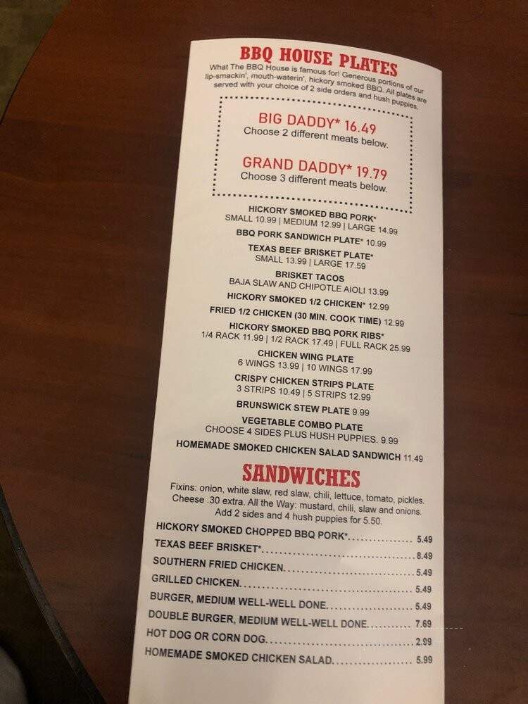 Bar-b-Que House - Surfside Beach, SC menu_pic