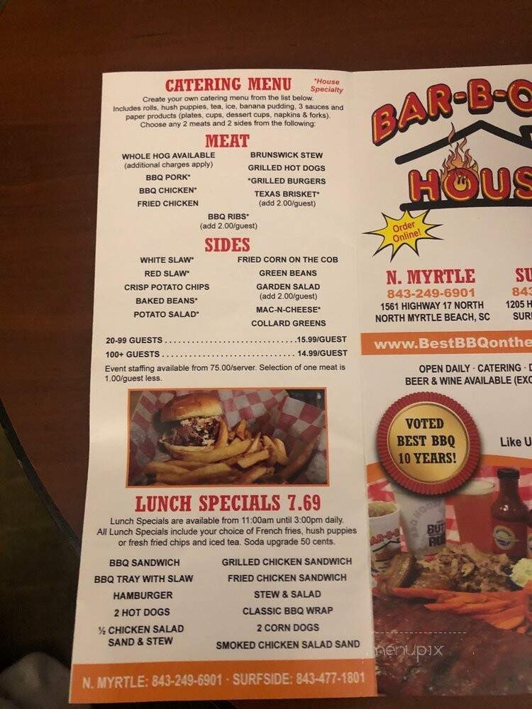 Bar-b-Que House - Surfside Beach, SC menu_pic