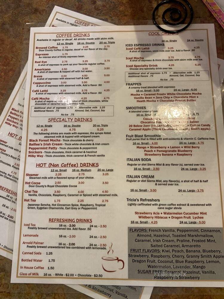 Tricia's Treasures & Bistro - CRANDON, WI menu_pic