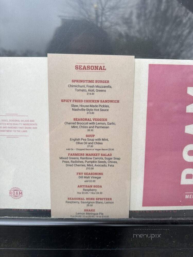 Roam Artisan Burgers - Lafayette, CA menu_pic