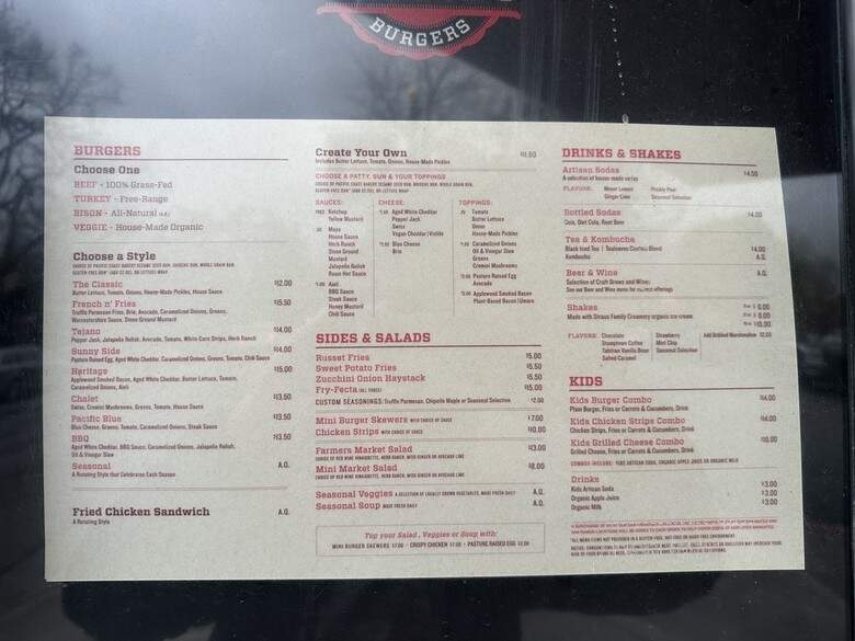 Roam Artisan Burgers - Lafayette, CA menu_pic