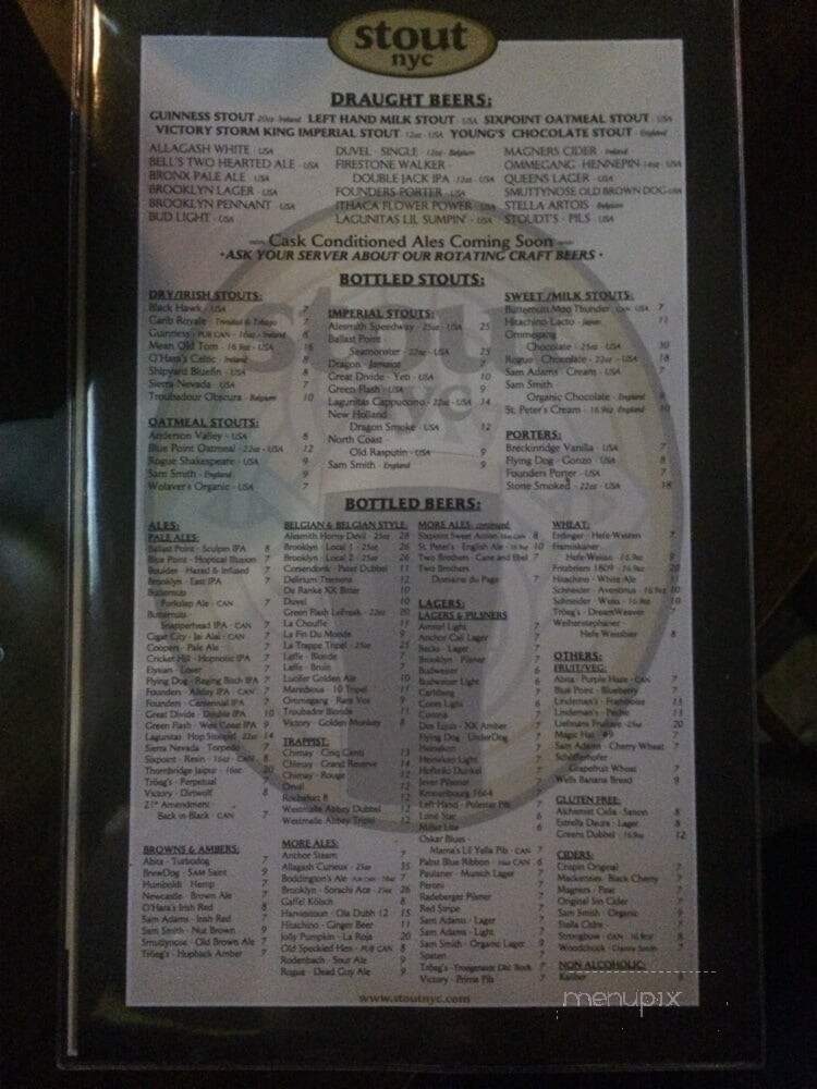 Stout - New York, NY menu_pic