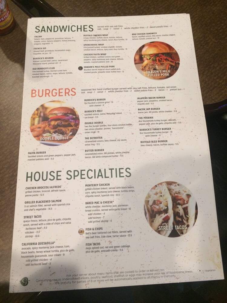 Old Burdick's at Wings West - Kalamazoo, MI menu_pic