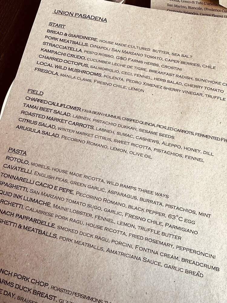 Union - Pasadena, CA menu_pic