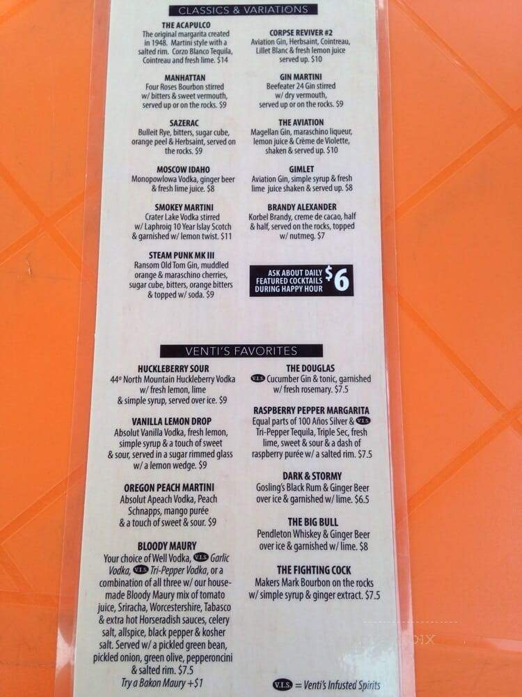 Venti's Cafe & Taphouse - Salem, OR menu_pic