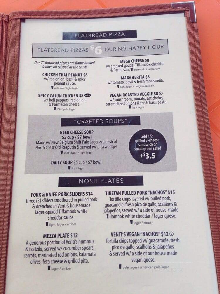 Venti's Cafe & Taphouse - Salem, OR menu_pic