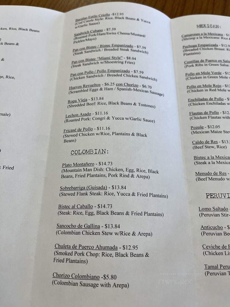 La Unica Cafe - Schaumburg, IL menu_pic