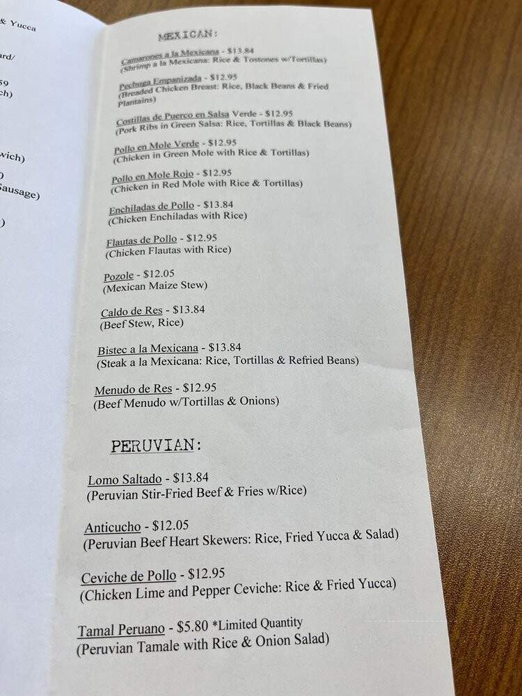 La Unica Cafe - Schaumburg, IL menu_pic