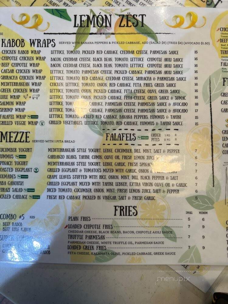 Lemon Zest Cafe - Glendale, CA menu_pic