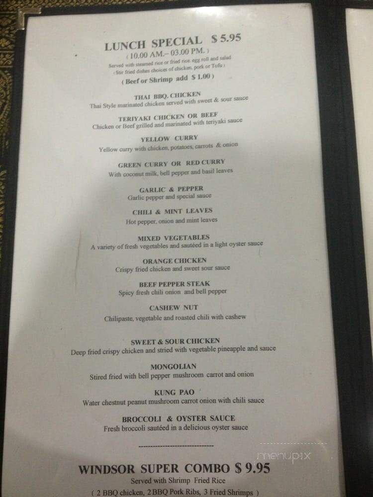 Sri Windsor Cafe - Glendale, CA menu_pic