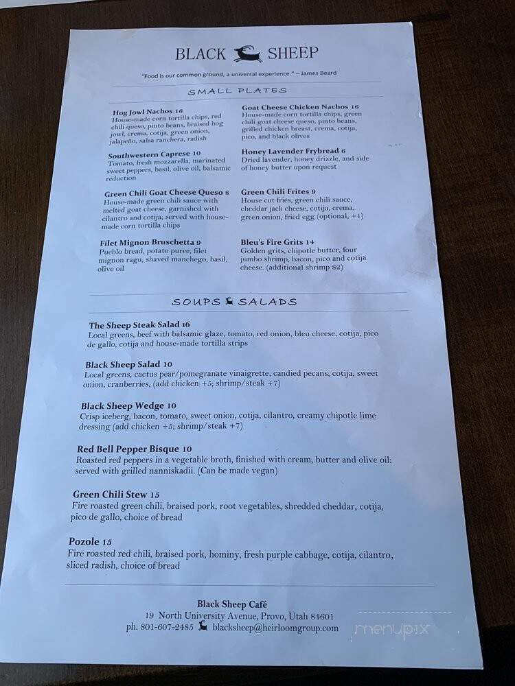 Black Sheep Cafe - Provo, UT menu_pic