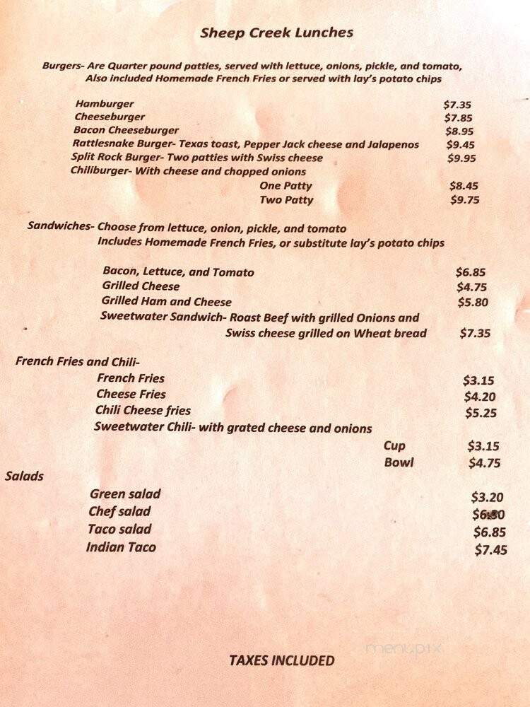 The Split Rock Bar and Cafe - Jeffrey City, WY menu_pic