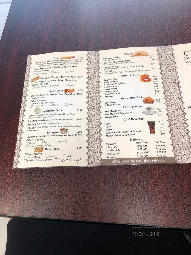 Chennai Dosa Express - Jersey City, NJ menu_pic