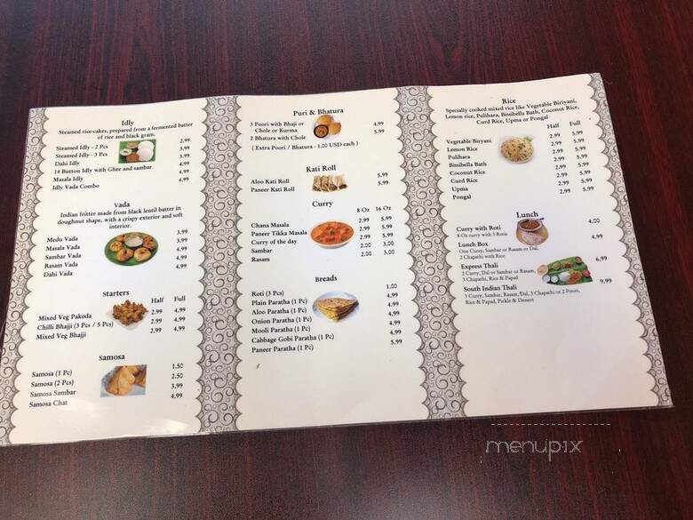 Chennai Dosa Express - Jersey City, NJ menu_pic