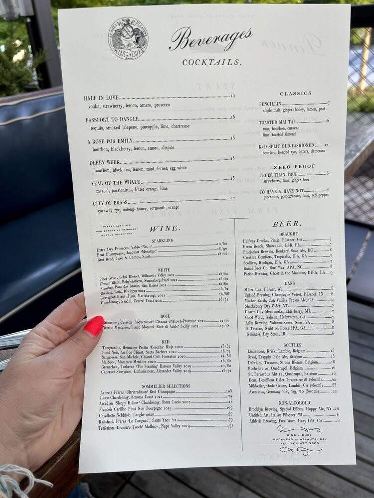 King + Duke - Atlanta, GA menu_pic