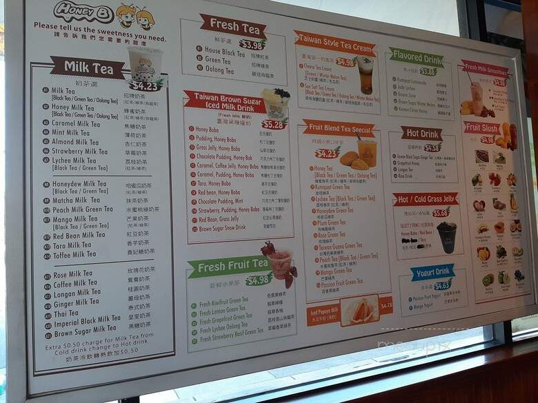Honey B Tea House - San Francisco, CA menu_pic