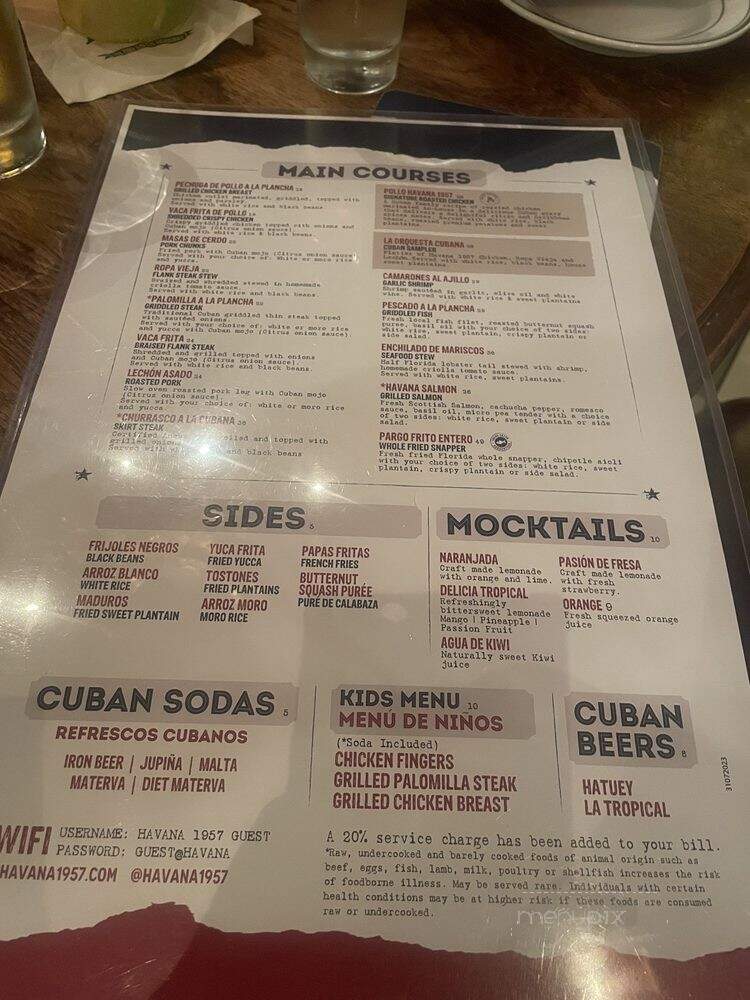 Havana 1957 - Miami Beach, FL menu_pic