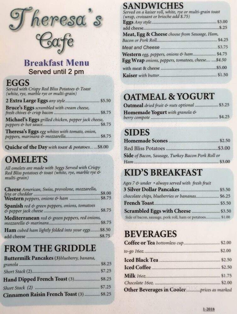 Theresa's Gourmet Deli and Cafe - Flemington, NJ menu_pic