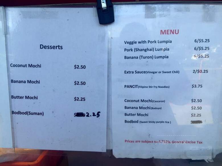 Alyssandra's Lumpia Express - Honolulu, HI menu_pic