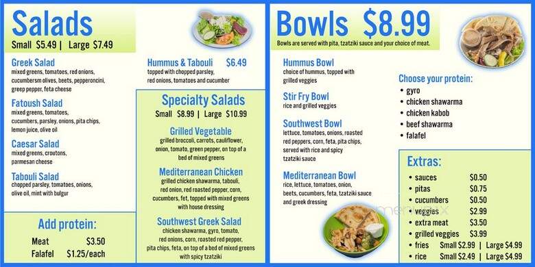 Pita Cafe - Scottsdale, AZ menu_pic