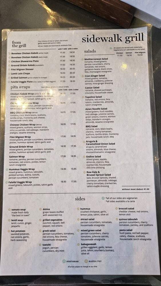 Sidewalk Grill - Los Angeles, CA menu_pic