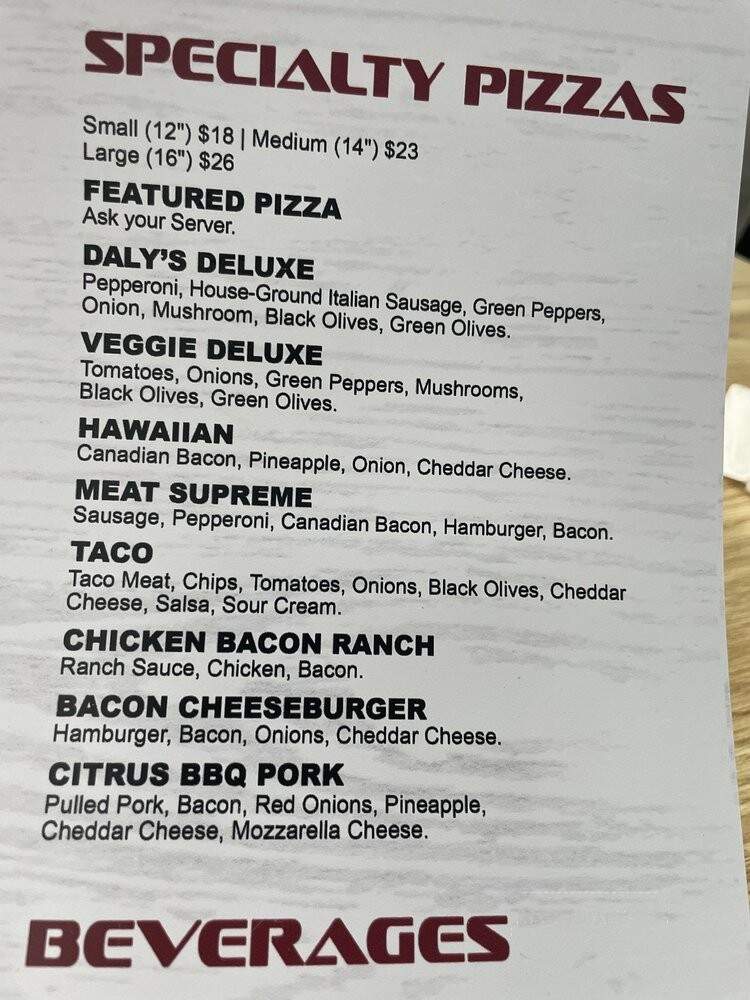 Daly's Bar & Grill - Sun Prairie, WI menu_pic
