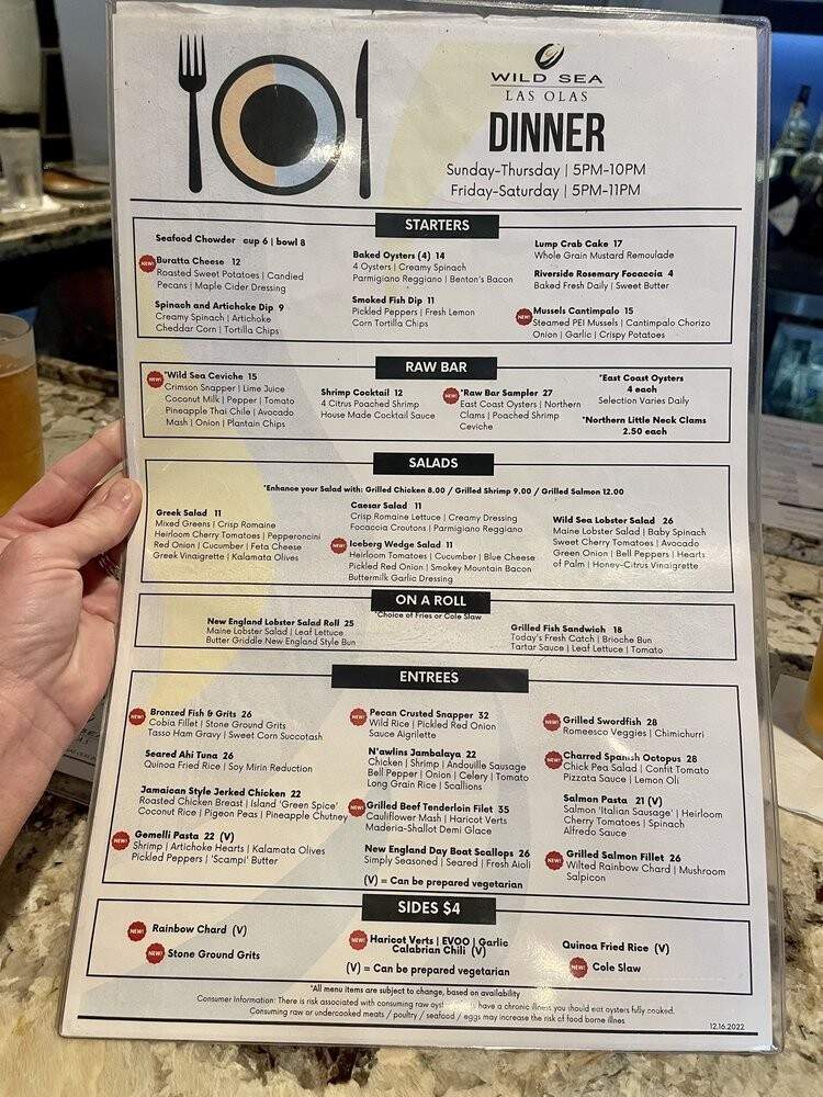 Wild Sea Oyster Bar and Grille - Fort Lauderdale, FL menu_pic