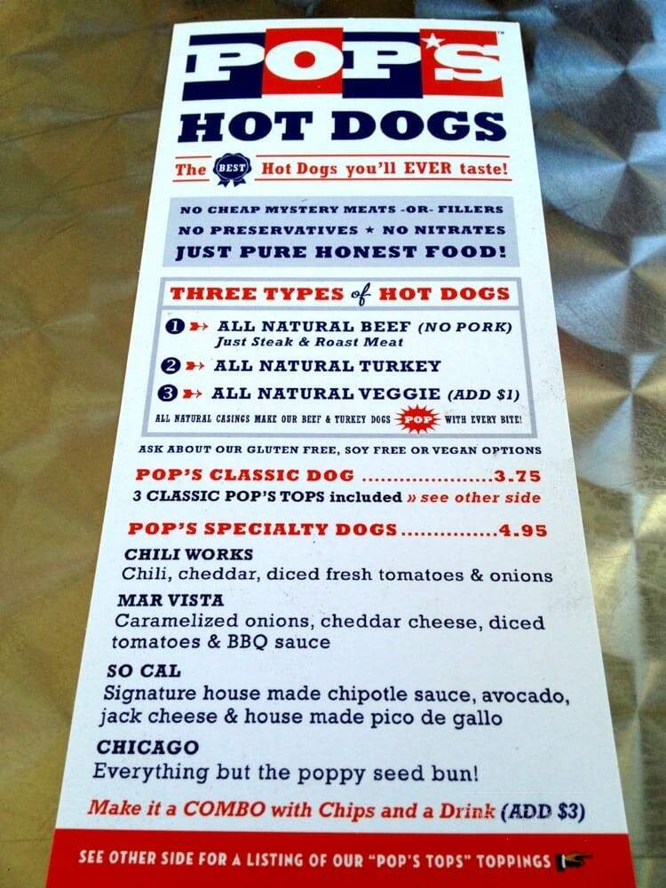 Pop's Hot Dogs - Los Angeles, CA menu_pic