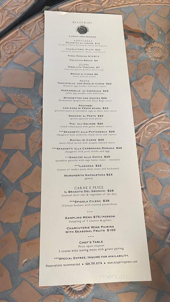 Bulgarini Gelato - Altadena, CA menu_pic