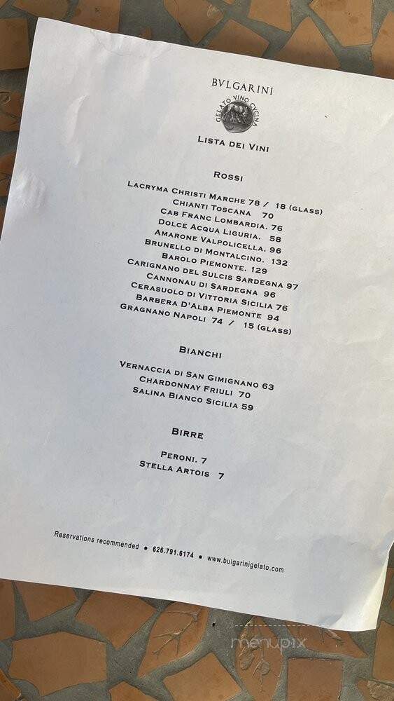 Bulgarini Gelato - Altadena, CA menu_pic