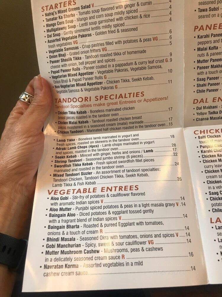 Natraj's Indian Bistro - Rancho Santa Margarita, CA menu_pic