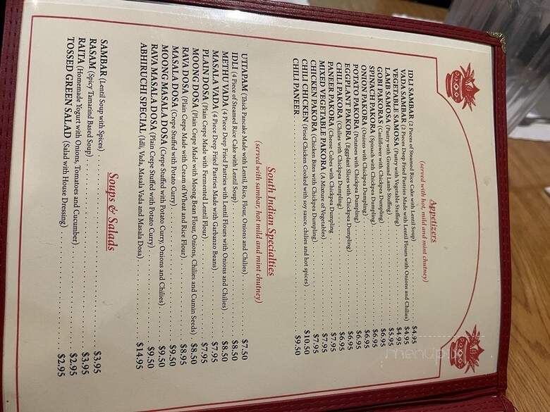 Abhiruchi Indian Cuisine - Vancouver, WA menu_pic