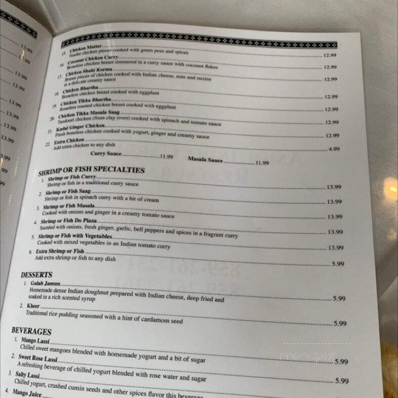 Amol India - Newport, KY menu_pic