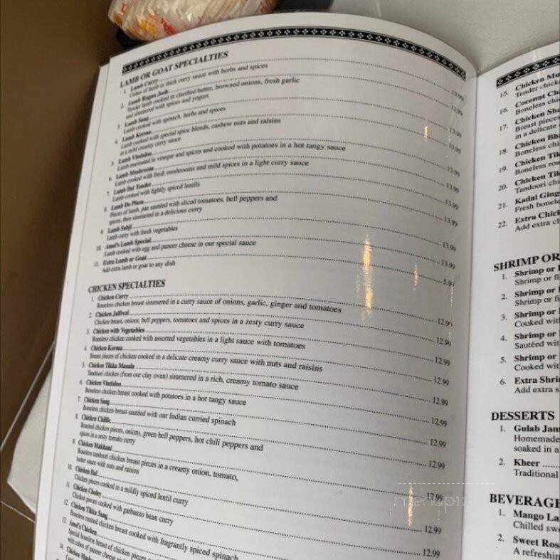 Amol India - Newport, KY menu_pic