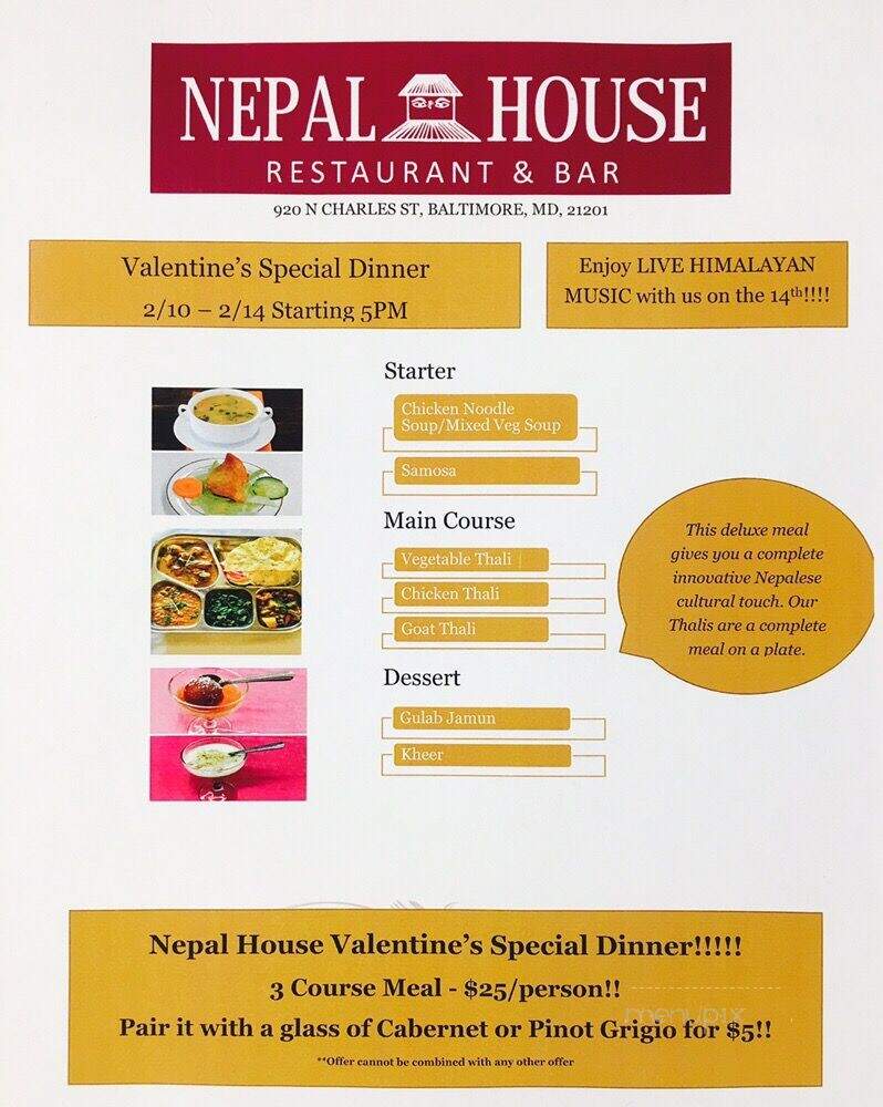 Nepal House - Baltimore, MD menu_pic