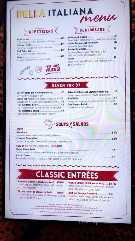 Wild Earth Cucina Italiana at Potawatomi Bingo Casino - Milwaukee, WI menu_pic