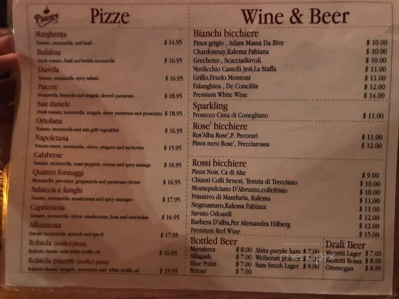 Piacere - New York, NY menu_pic