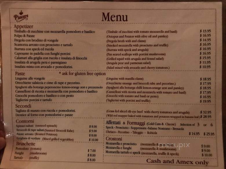 Piacere - New York, NY menu_pic