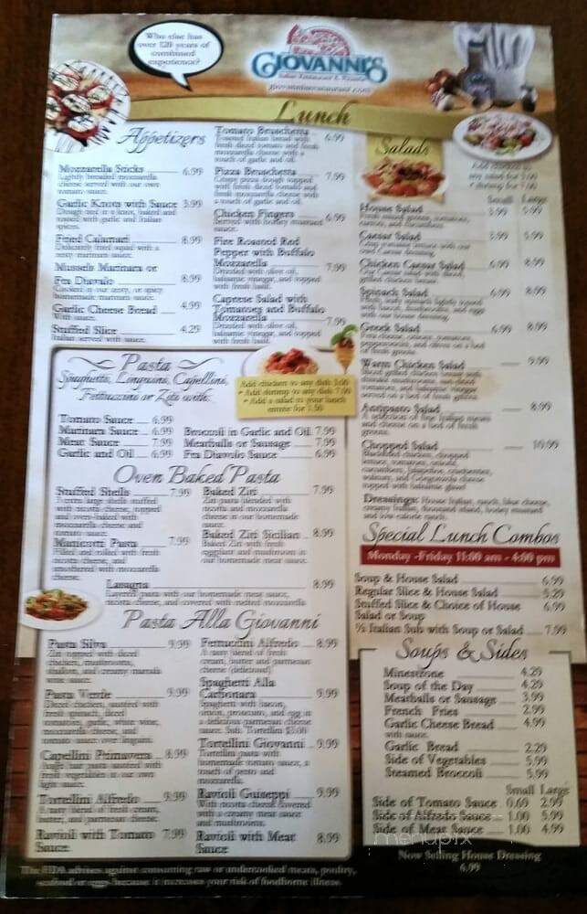 Giovanni's Italian Restaurant - Oviedo, FL menu_pic