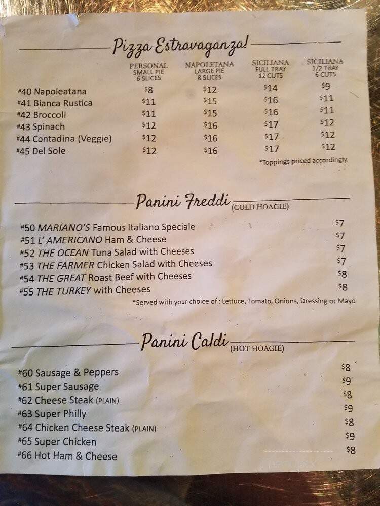 Mariano's La Puccia - Exeter, PA menu_pic