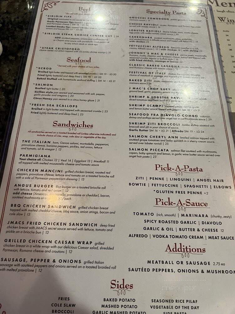 Johnny Macaroni's - East Bridgewater, MA menu_pic