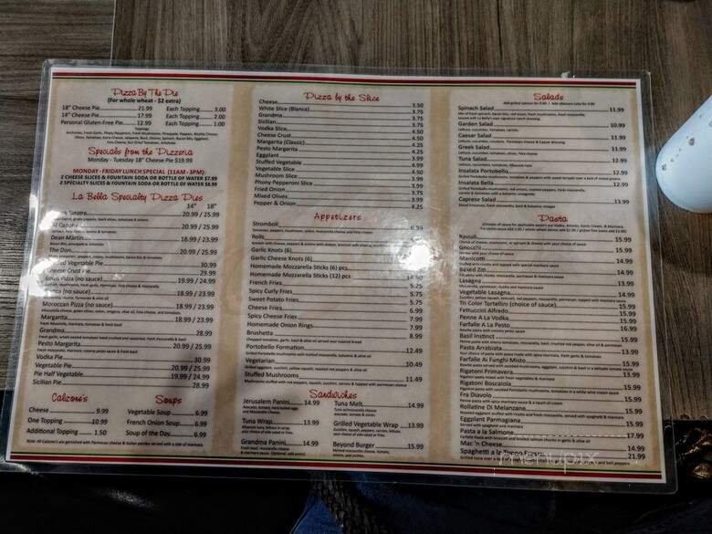 La Bella Pizzeria - Phoenix, AZ menu_pic
