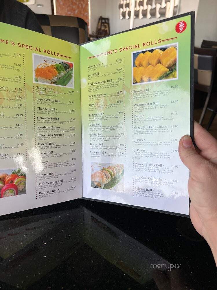 Sushi Yume - Denver, CO menu_pic